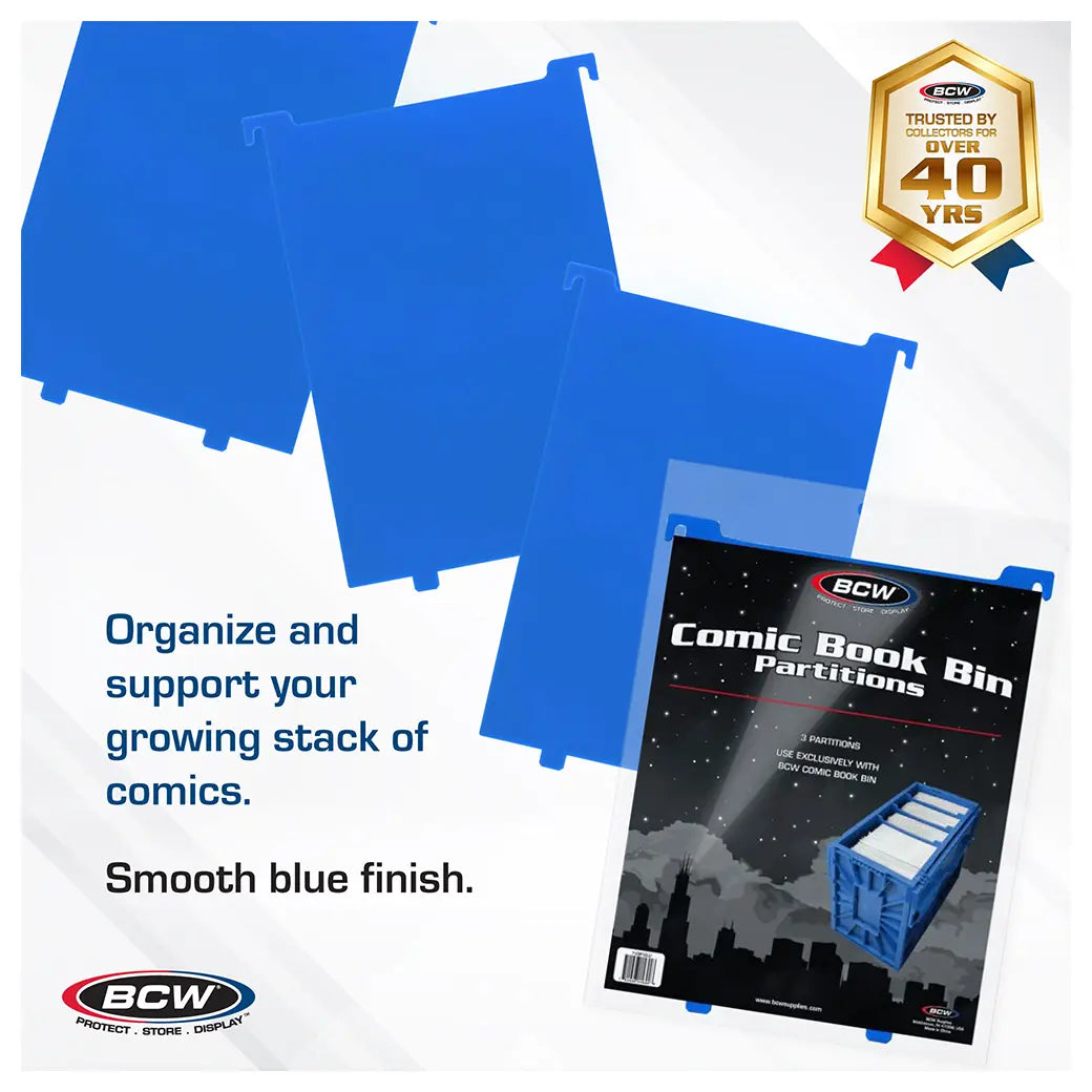 BCW Comic Book Bin Partitions Blue | Comic book storage supplies Australia