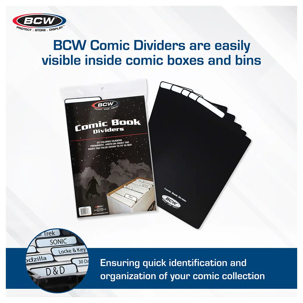 BCW Comic Book Dividers Black | Comic book storage supplies Australia