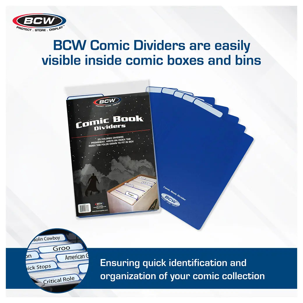 BCW Comic Book Dividers Blue | Comic book storage supplies Australia