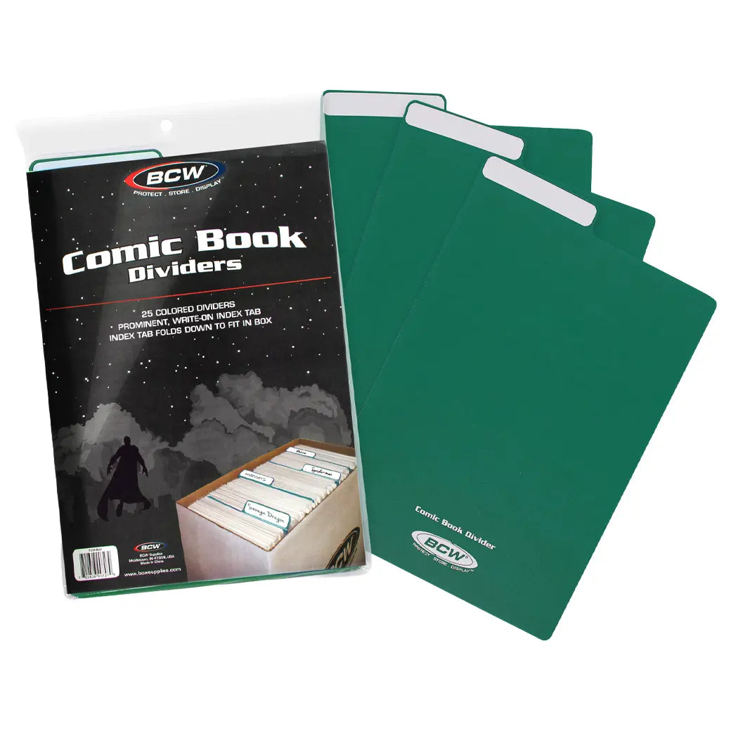 BCW Comic Book Dividers Green | Comic book storage supplies Australia