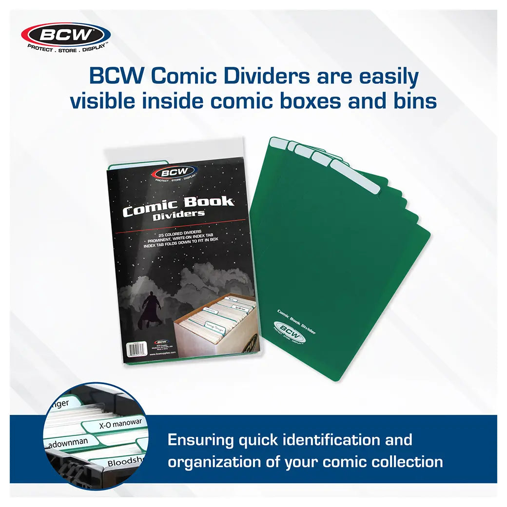 BCW Comic Book Dividers Green | Comic book storage supplies Australia