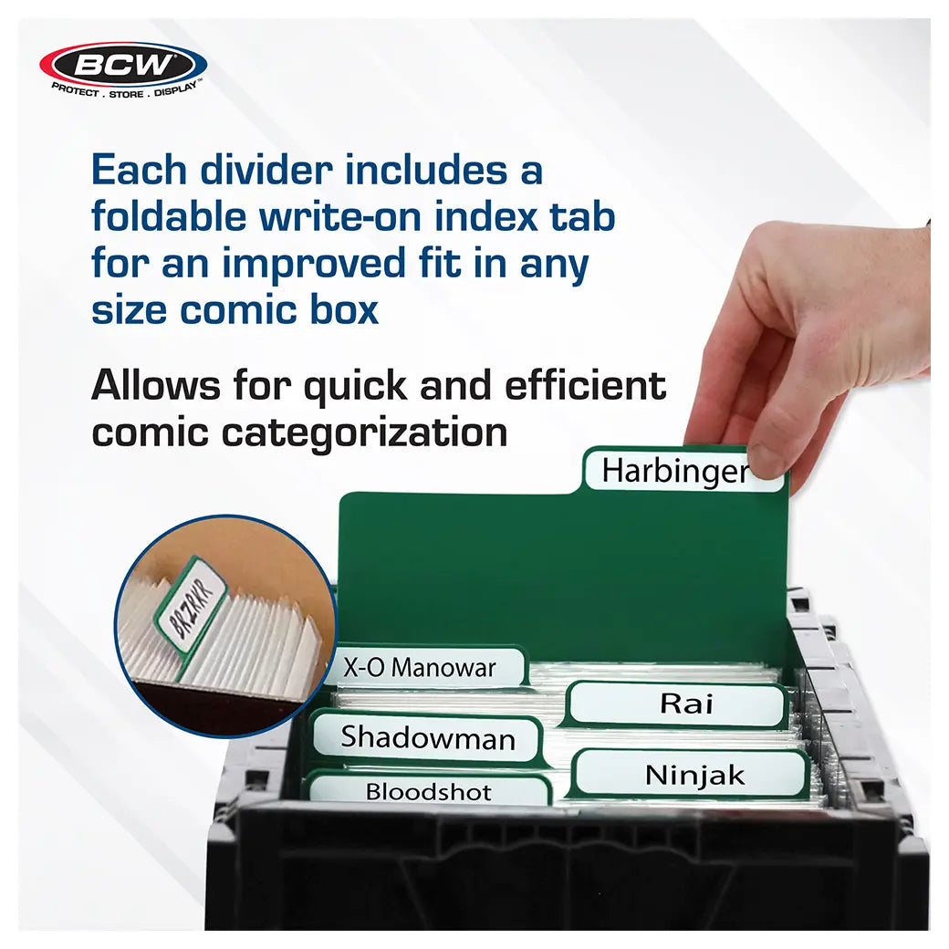BCW Comic Book Dividers Green | Comic book storage supplies Australia