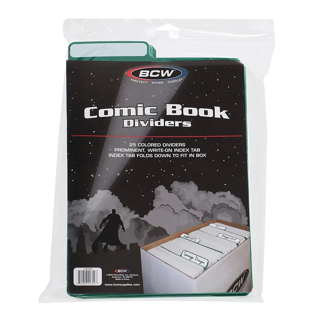 BCW Comic Book Dividers Green | Comic book storage supplies Australia