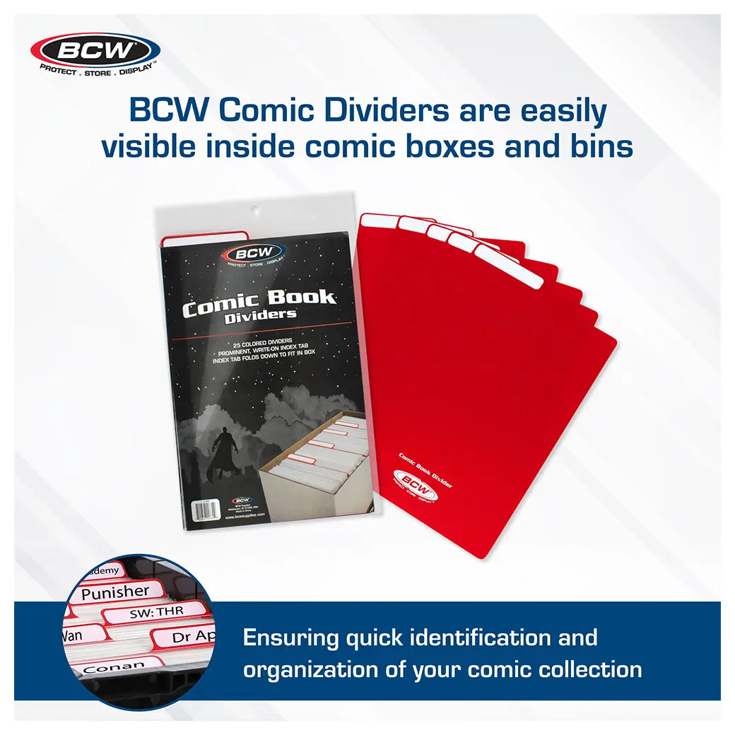 BCW Comic Book Dividers Red | Comic book storage supplies Australia