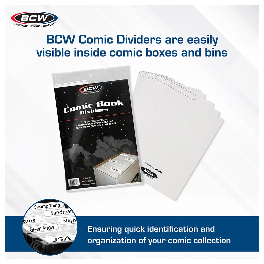 BCW Comic Book Dividers White | Comic book storage supplies Australia