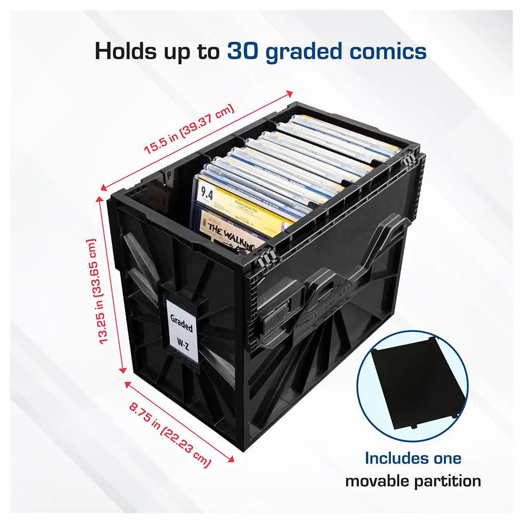 BCW Graded Comic Book Bin Black | Comic book storage supplies Australia