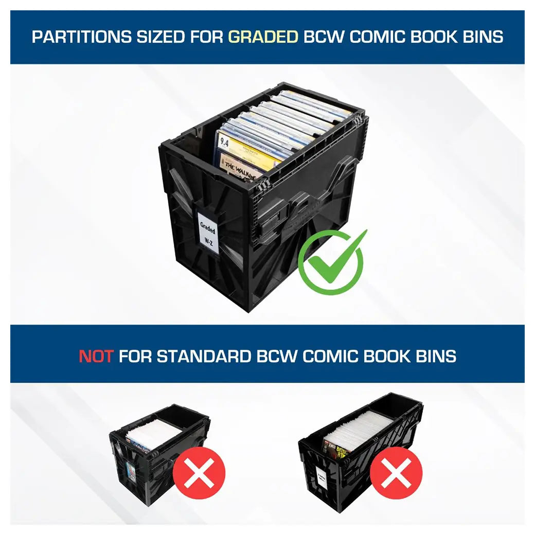 BCW Graded Comic Book Bin Partitions Black | Comic book storage supplies Australia