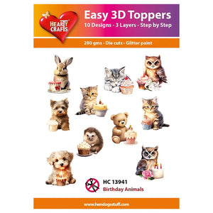 Hearty Crafts Easy 3D Toppers - Birthday Animals | Cardmaking craft supplies Australia