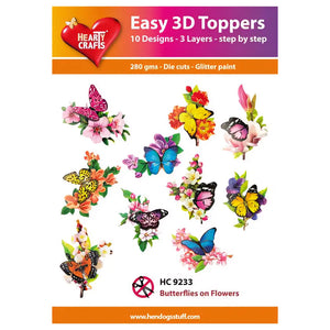 Hearty Crafts Easy 3D Toppers - Butterflies on Flowers | Cardmaking craft supplies Australia