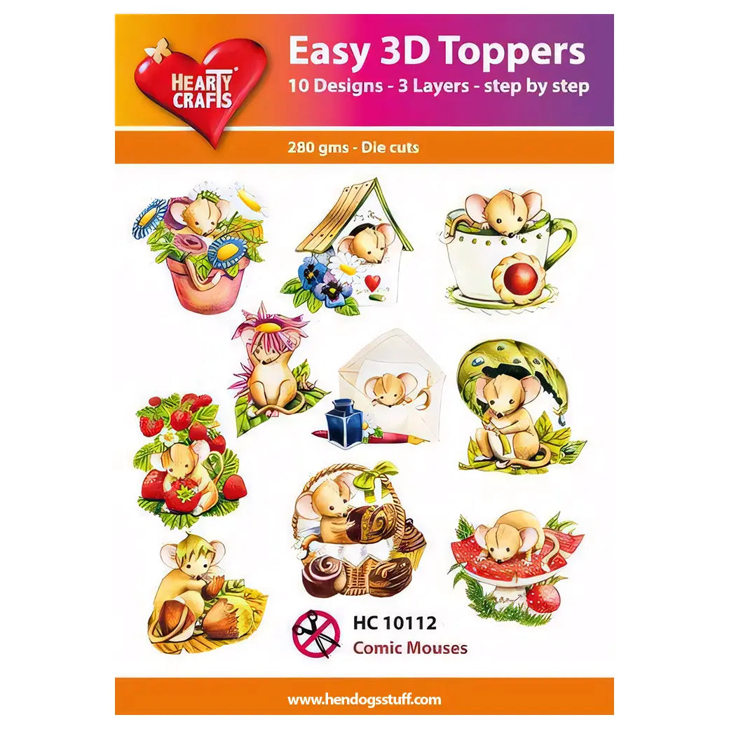 Hearty Crafts Easy 3D Toppers - Comic Mouses | Cardmaking craft supplies Australia