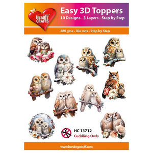 Hearty Crafts Easy 3D Toppers - Cuddling Owls | Cardmaking craft supplies Australia