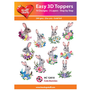 Hearty Crafts Easy 3D Toppers - Cute Bunnies | Cardmaking craft supplies Australia