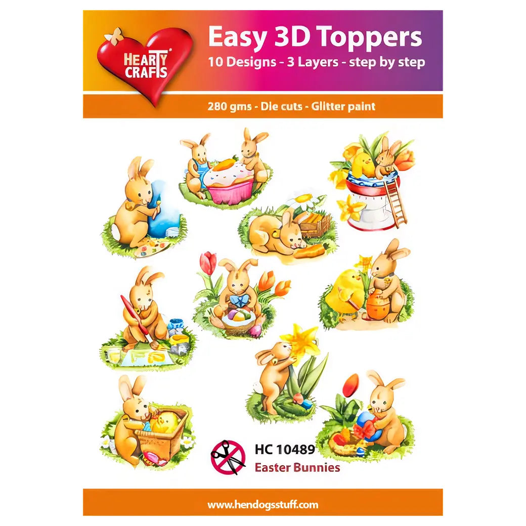 Hearty Crafts Easy 3D Toppers - Easter Bunnies | Cardmaking craft supplies Australia