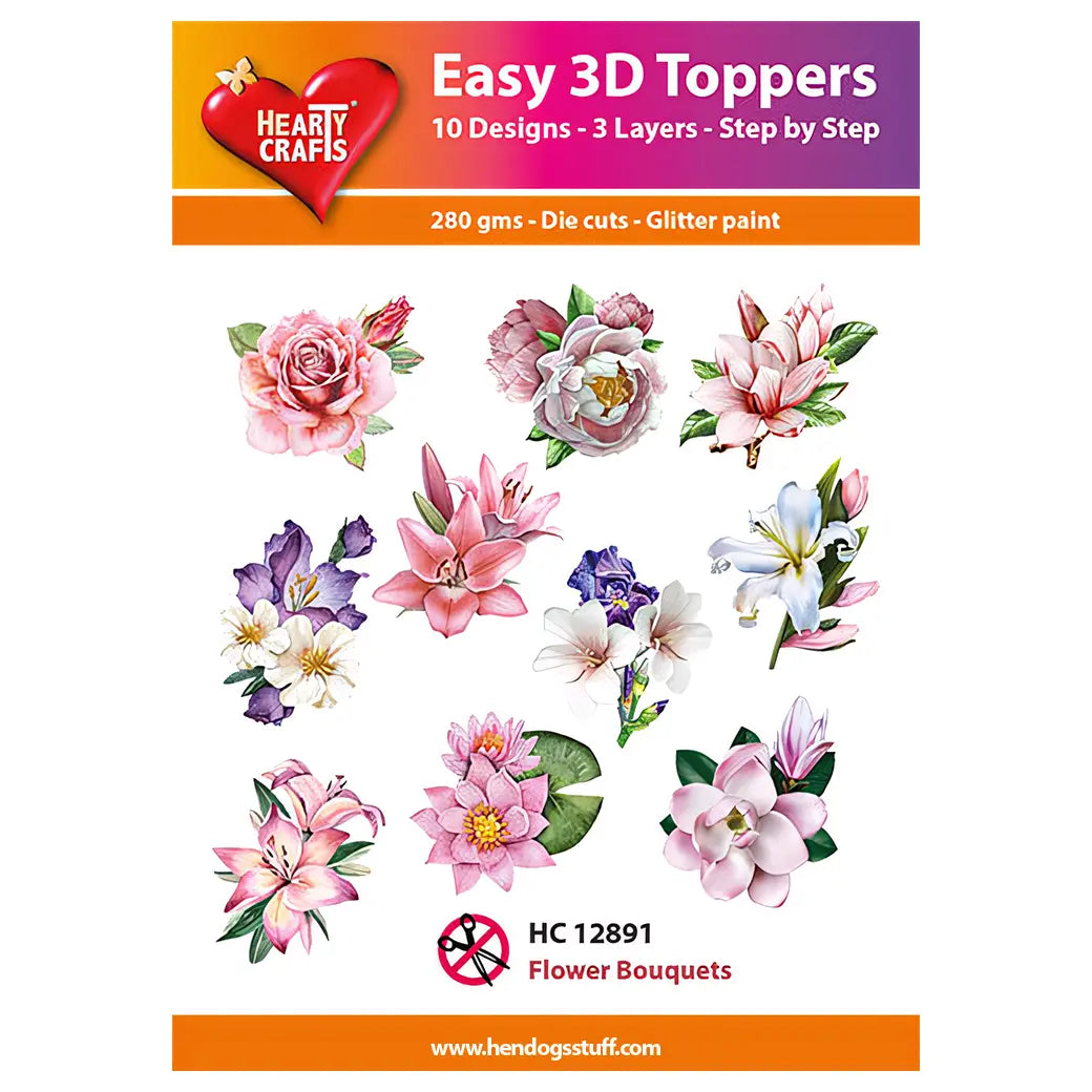Hearty Crafts Easy 3D Toppers - Flower Bouquets | Cardmaking craft supplies Australia