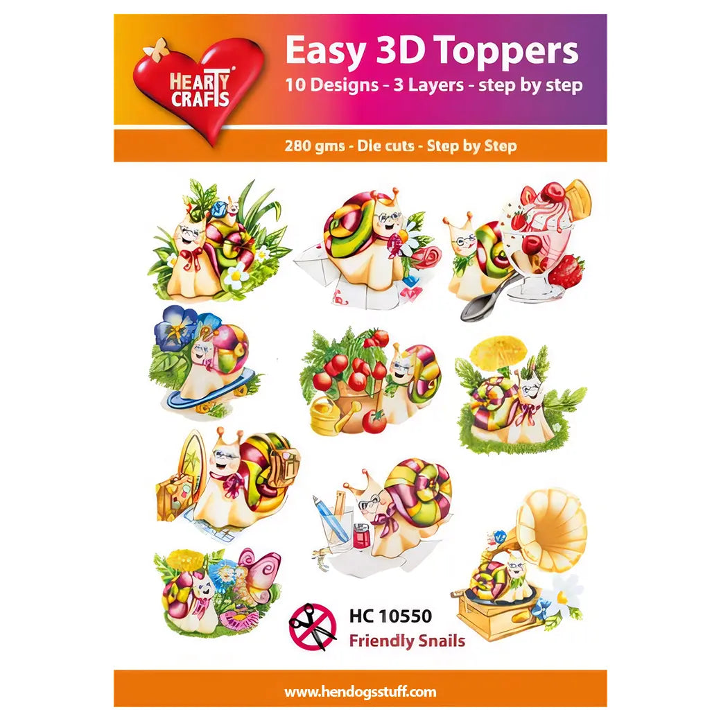 Hearty Crafts Easy 3D Toppers - Friendly Snails | Cardmaking craft supplies Australia