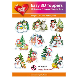 Hearty Crafts Easy 3D Toppers - Happy Snowmen | Cardmaking craft supplies Australia