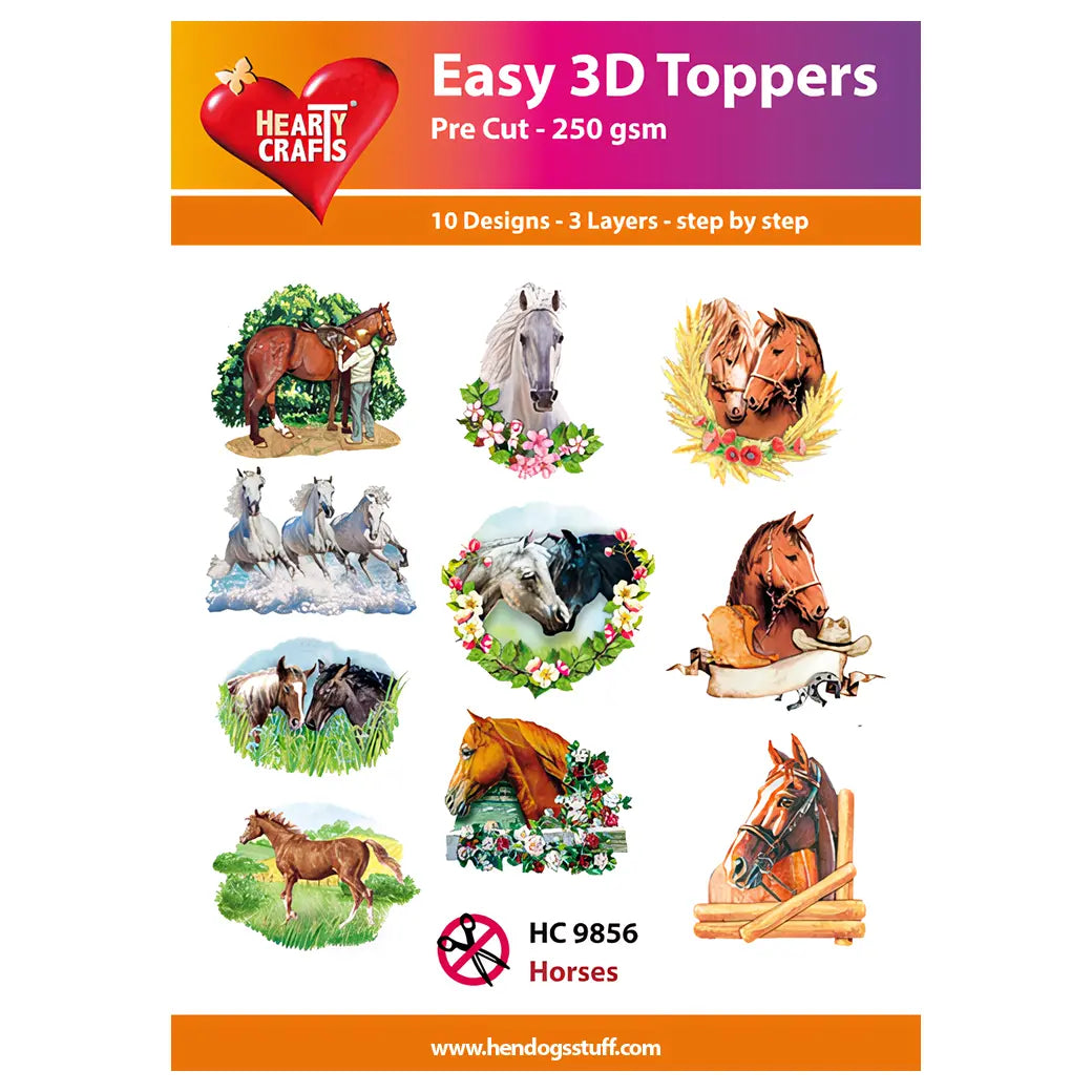 Hearty Crafts Easy 3D Toppers - Horses | Cardmaking craft supplies Australia