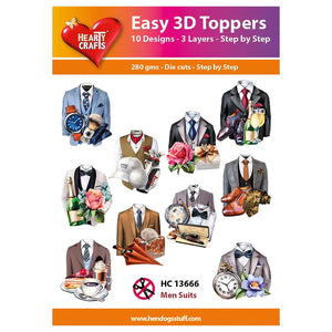 Hearty Crafts Easy 3D Toppers - Men Suits | Cardmaking craft supplies Australia