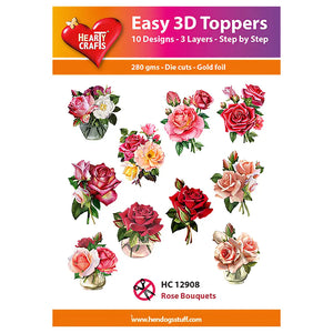 Hearty Crafts Easy 3D Toppers - Rose Bouquets | Cardmaking craft supplies Australia