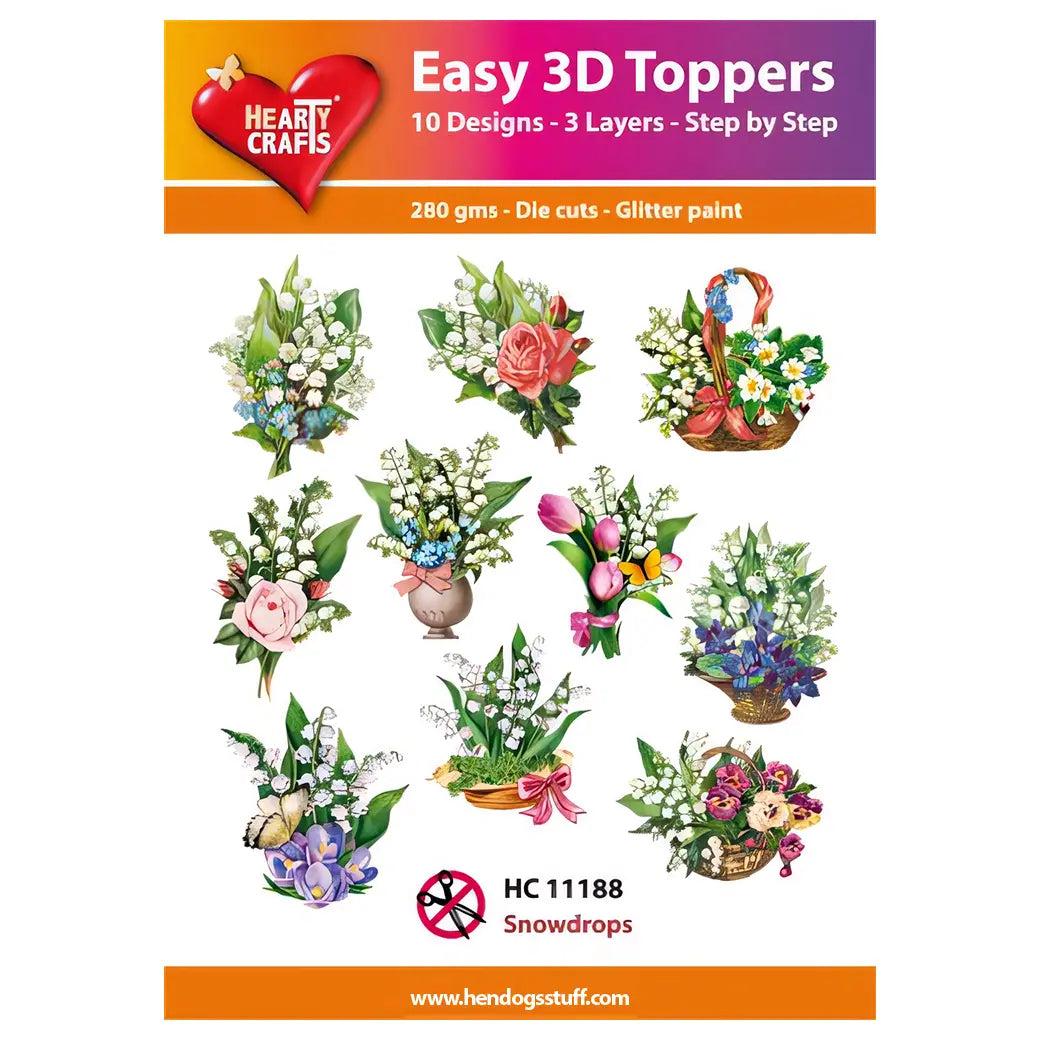 Hearty Crafts Easy 3D Toppers - Snowdrops | Cardmaking craft supplies Australia