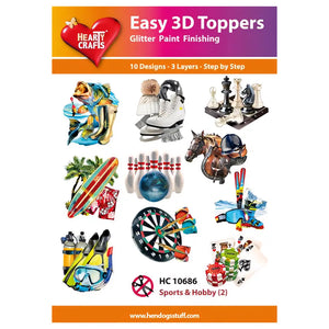 Hearty Crafts Easy 3D Toppers - Sports & Hobby 2 | Cardmaking craft supplies Australia