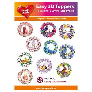 Hearty Crafts Easy 3D Toppers - Spring Flower Wreath | Cardmaking craft supplies Australia