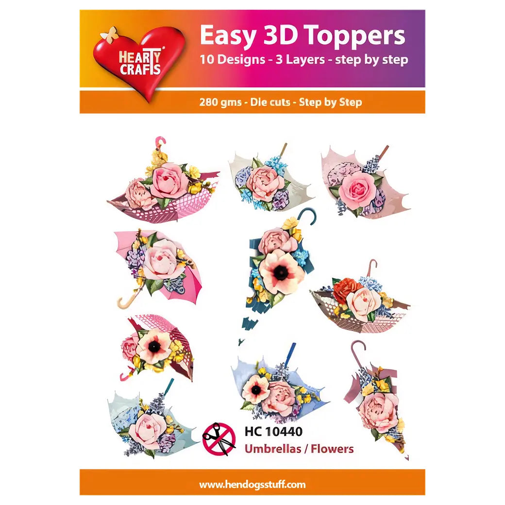 Hearty Crafts Easy 3D Toppers - Umbrellas / Flowers | Cardmaking craft supplies Australia