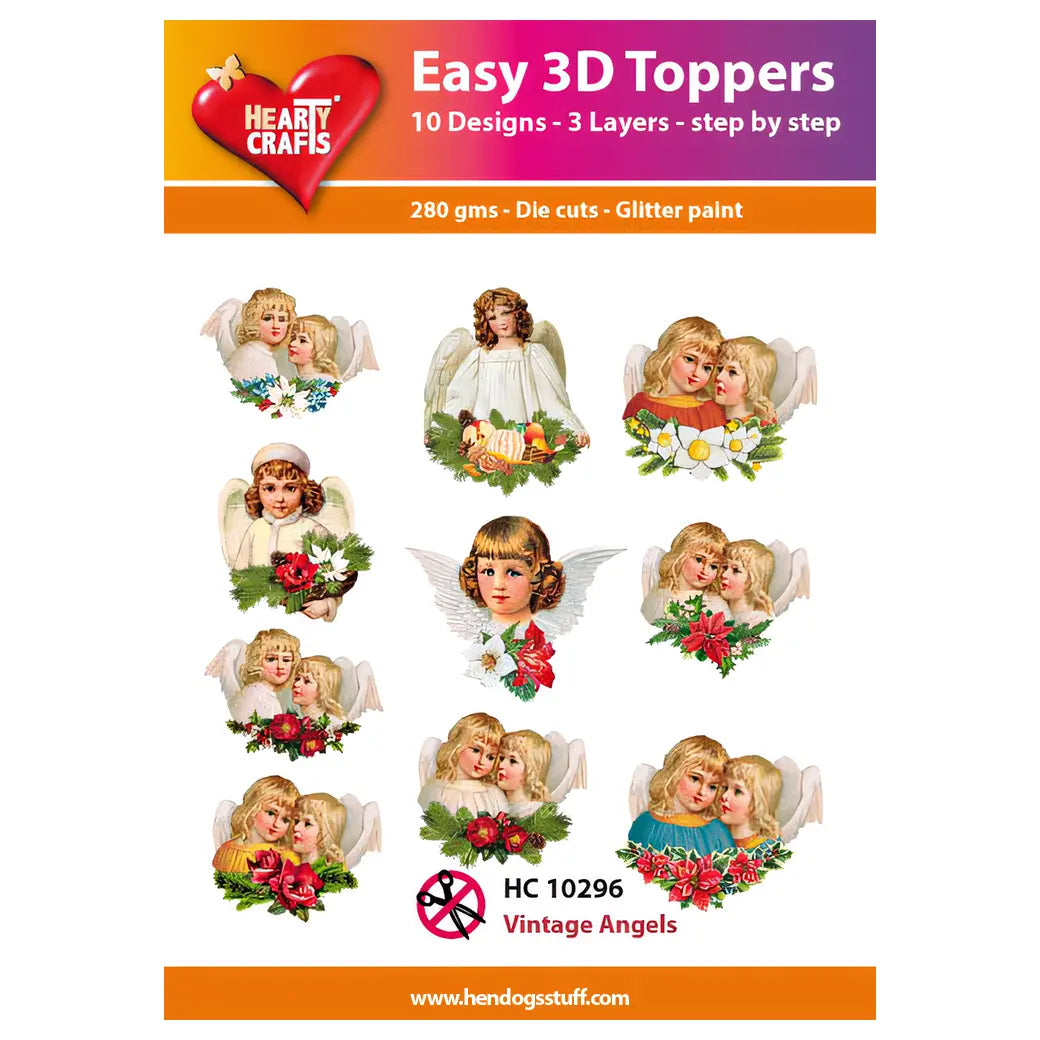 Hearty Crafts Easy 3D Toppers - Vintage Angels | Cardmaking craft supplies Australia