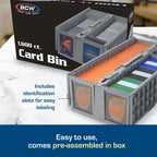 Card bin with identification slots for easy labeling, featuring BCW branding.
