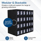 BCW stackable black storage drawers for trading cards.