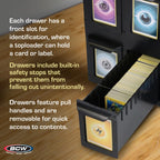 Card organiser with drawers and BCW branding on a wooden surface