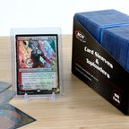 BCW card sleeve packaging with a trading card on a wooden surface