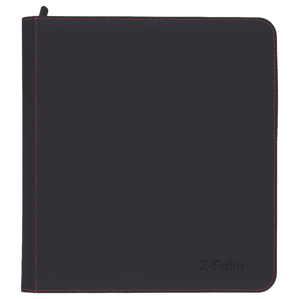 A dark gray Z-Folio folio case with red contrast stitching and a debossed logo in the bottom right corner, shown on a plain white background.