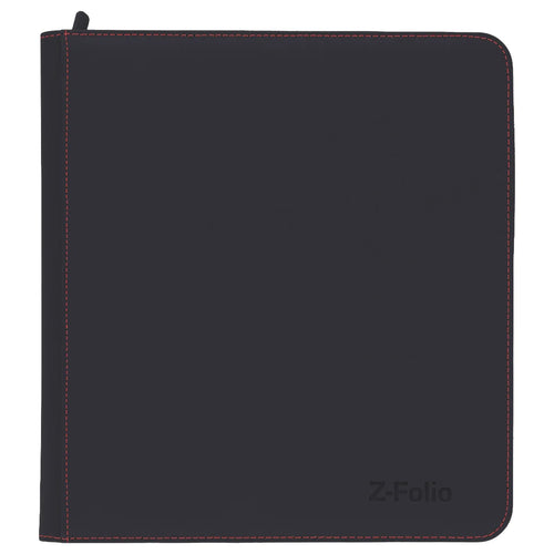 A dark gray Z-Folio folio case with red contrast stitching and a debossed logo in the bottom right corner, shown on a plain white background.