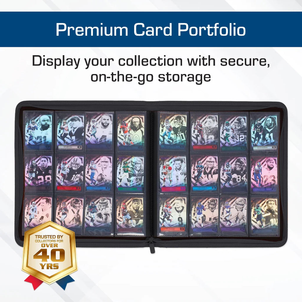 Premium card portfolio with colorful cards on a white background