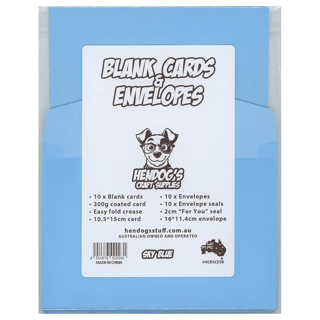 Blank Cards & Envelopes - Sky Blue | Cardmaking craft supplies Australia