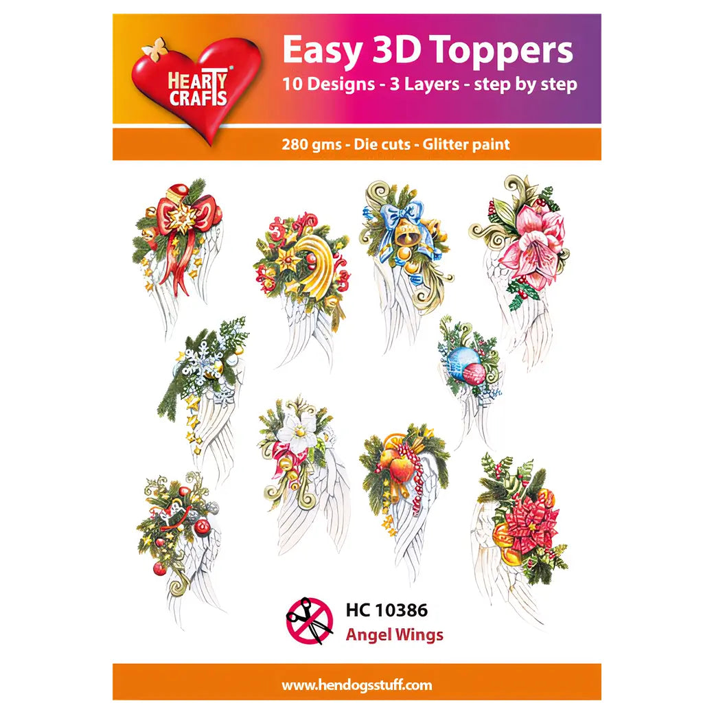 Hearty Crafts Easy 3D Toppers - Angel Wings | Cardmaking craft supplies Australia