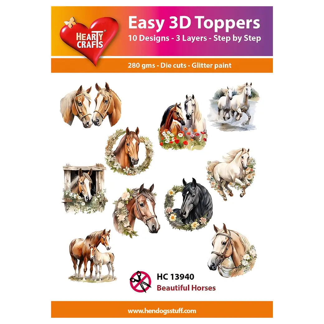 Hearty Crafts Easy 3D Toppers - Beautiful Horses | Cardmaking craft supplies Australia