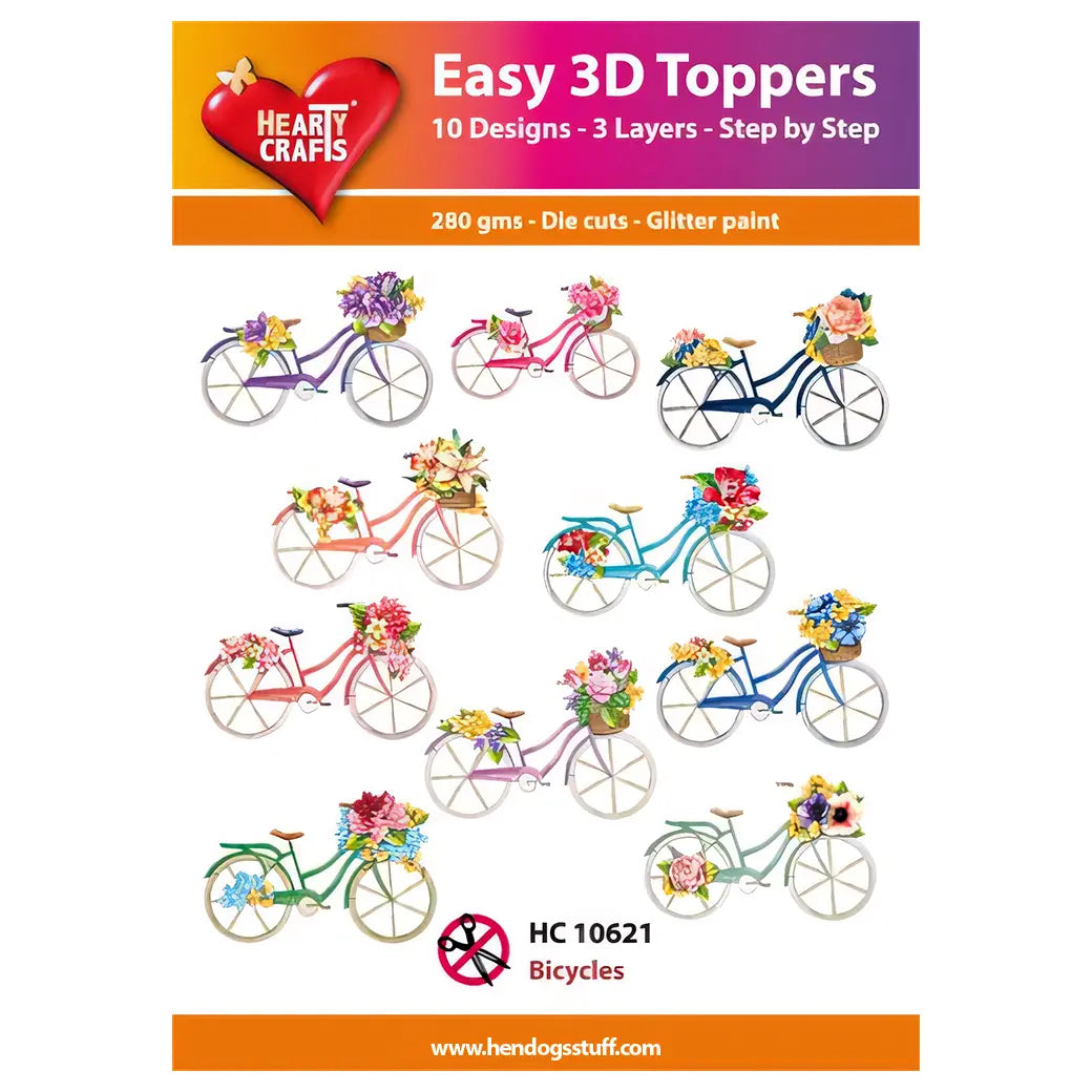 Hearty Crafts Easy 3D Toppers - Bicycles | Cardmaking craft supplies Australia
