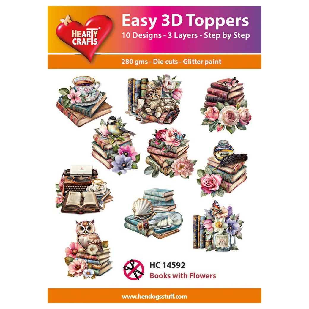 Hearty Crafts Easy 3D Toppers - Books with Flowers