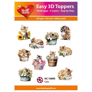 Hearty Crafts Easy 3D Toppers - Cats | Cardmaking craft supplies Australia