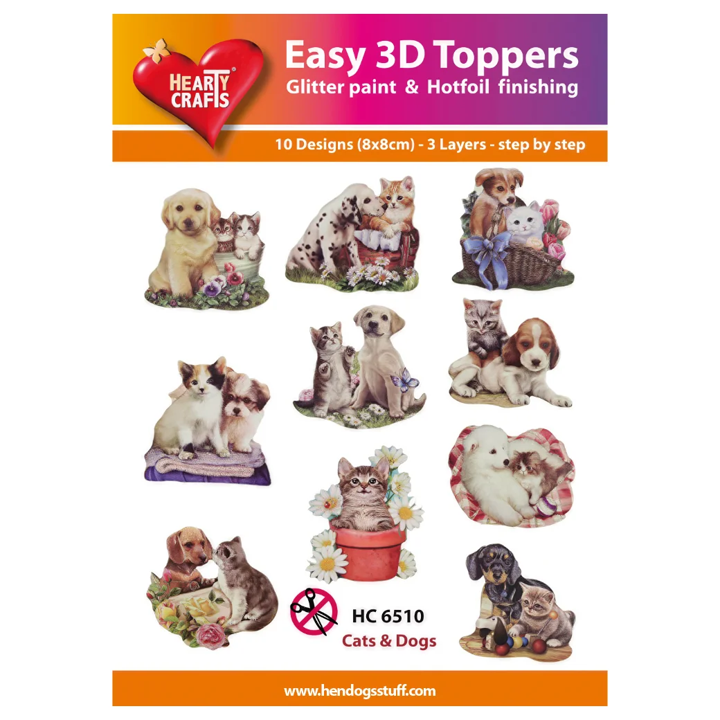 Hearty Crafts Easy 3D Toppers - Cats & Dogs | Cardmaking craft supplies Australia
