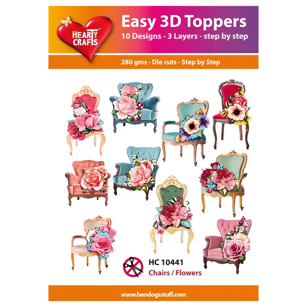 Hearty Crafts Easy 3D Toppers - Chairs / Flowers | Cardmaking craft supplies Australia