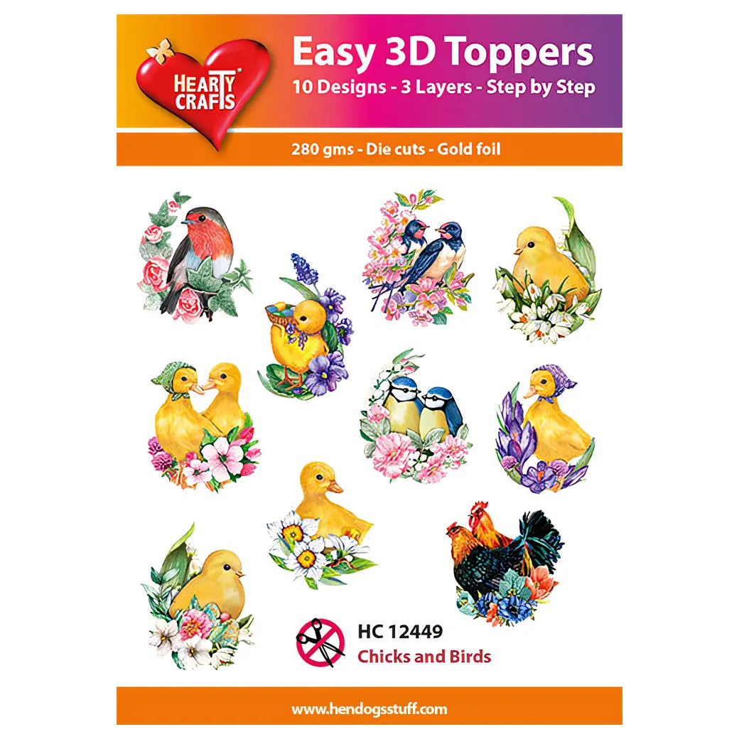Hearty Crafts Easy 3D Toppers - Chicks and Birds | Cardmaking craft supplies Australia