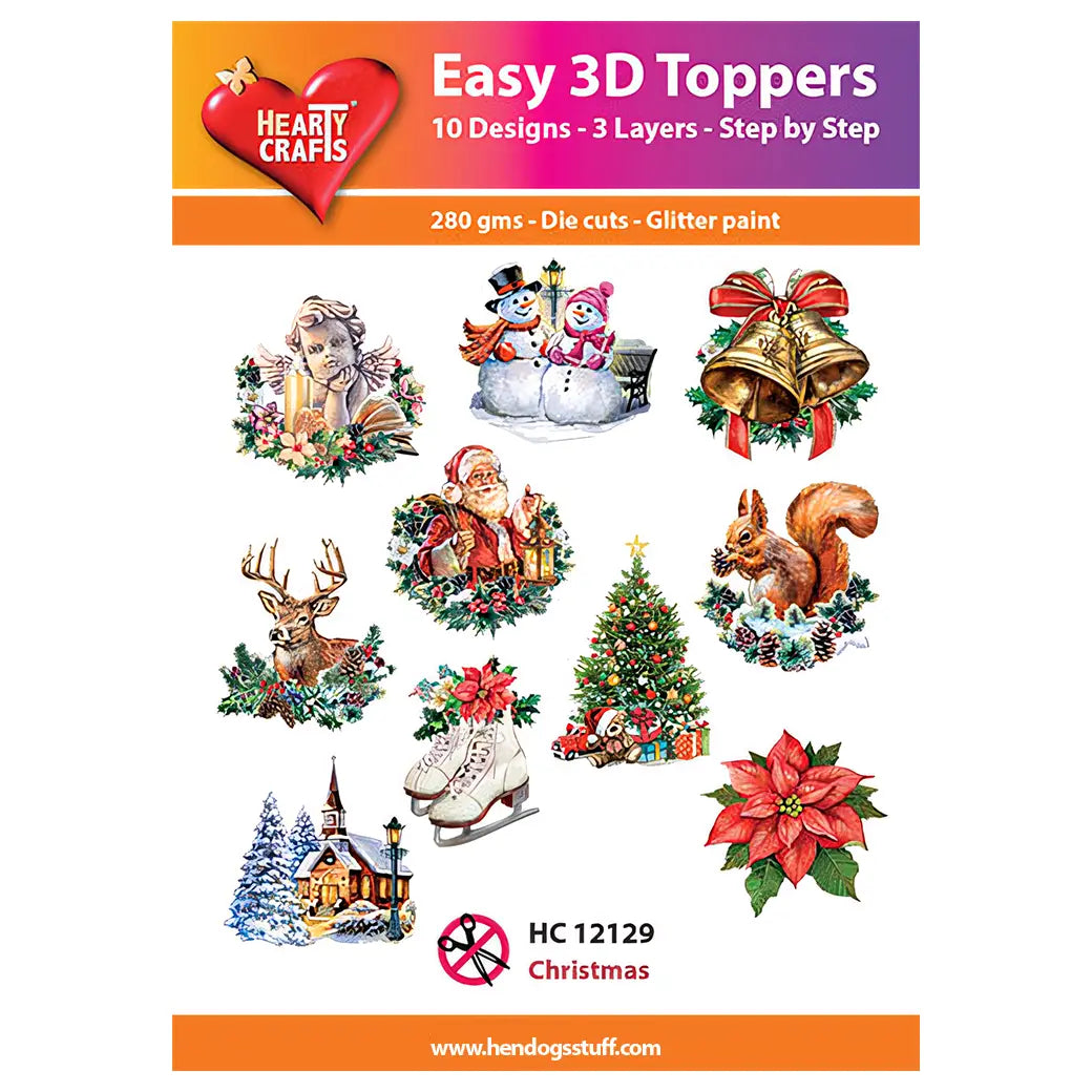 Hearty Crafts Easy 3D Toppers - Christmas 1 | Cardmaking craft supplies Australia