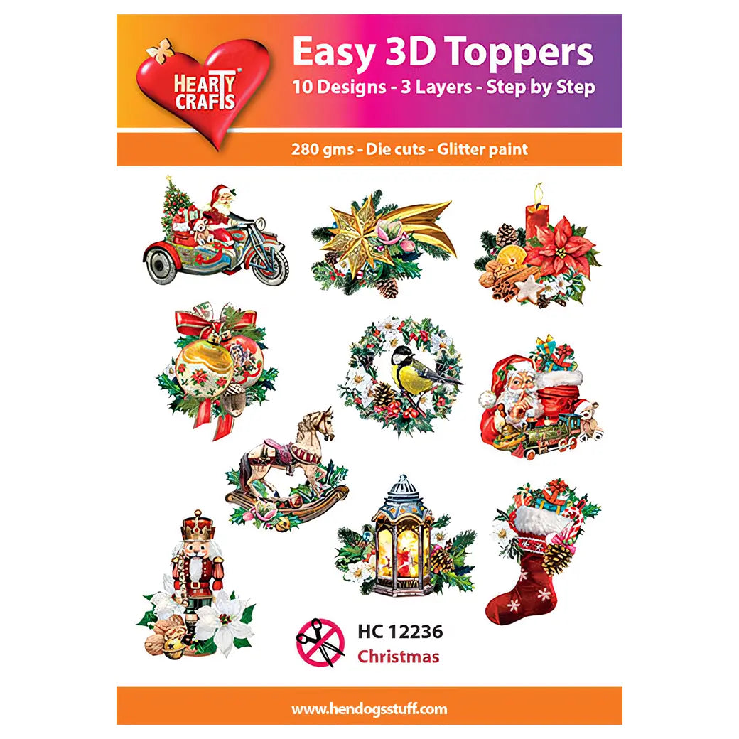 Hearty Crafts Easy 3D Toppers - Christmas 2 | Cardmaking craft supplies Australia
