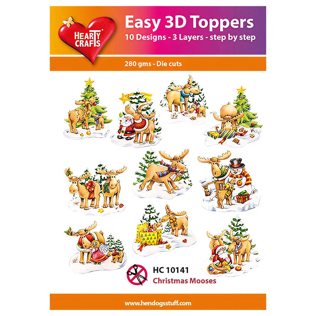 Hearty Crafts Easy 3D Toppers - Christmas Mooses | Cardmaking craft supplies Australia