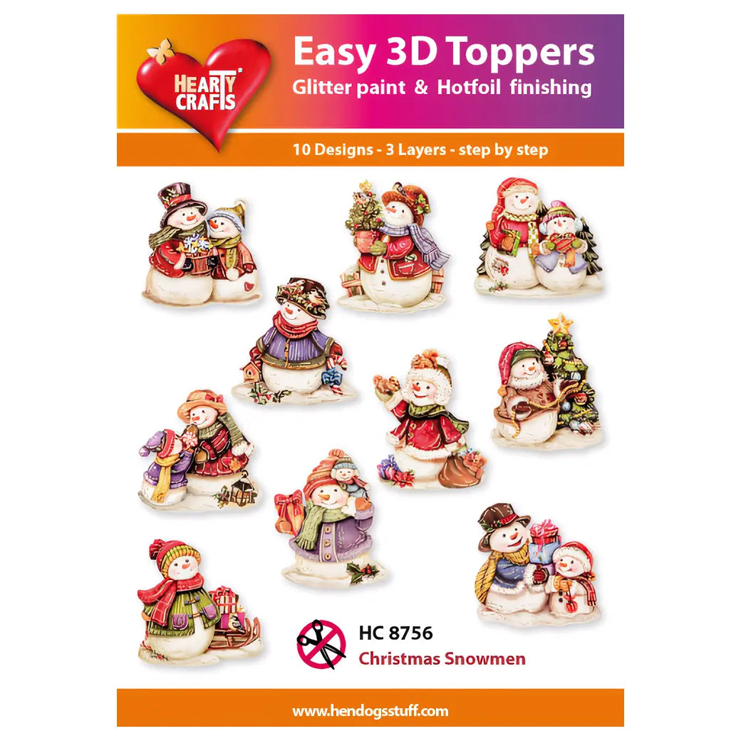Hearty Crafts Easy 3D Toppers - Christmas Snowmen | Cardmaking craft supplies Australia