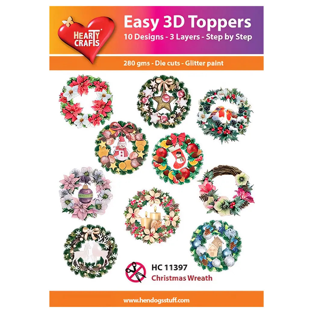 Hearty Crafts Easy 3D Toppers - Christmas Wreath | Cardmaking craft supplies Australia