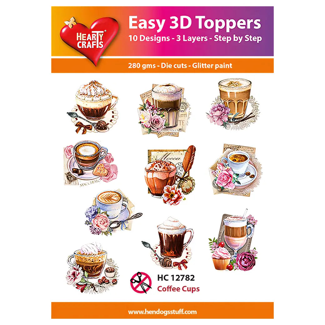 Hearty Crafts Easy 3D Toppers - Coffee Cups | Cardmaking craft supplies Australia